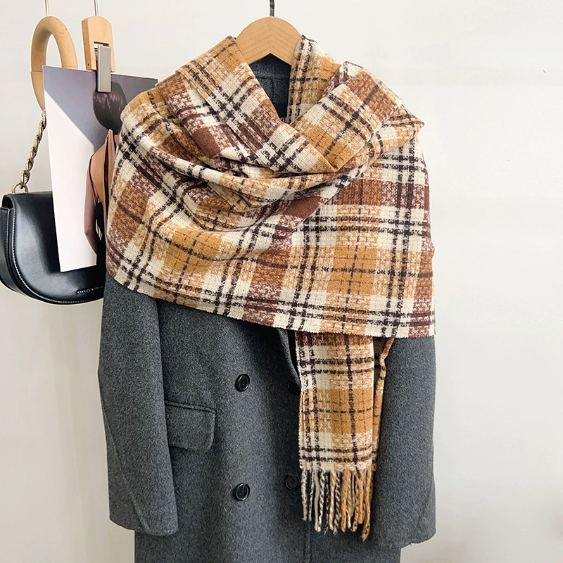 Korean Style Plaid Fringe Scarf view 4