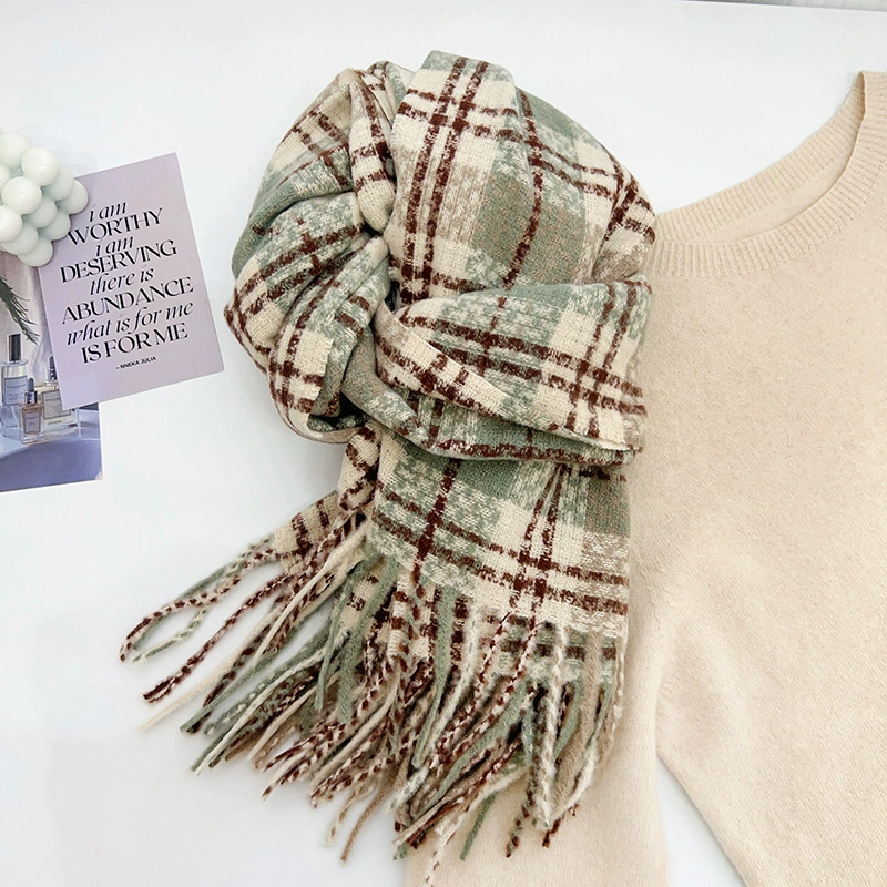 Korean Style Plaid Fringe Scarf view 9