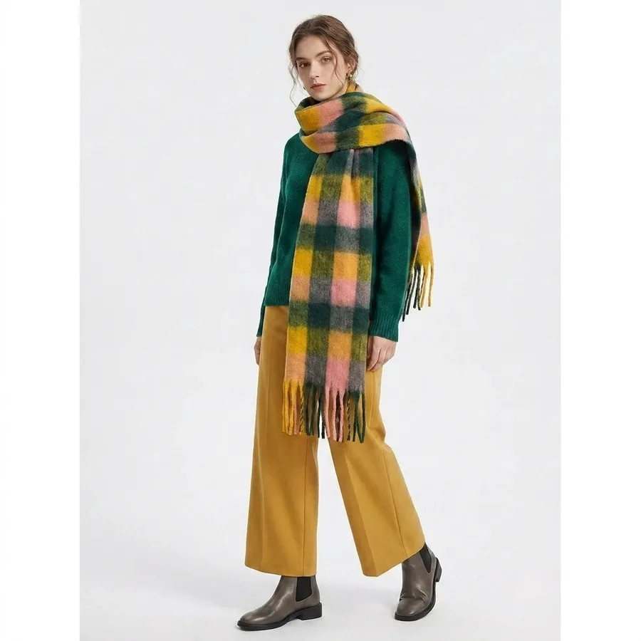 Plaid Fringe Scarf