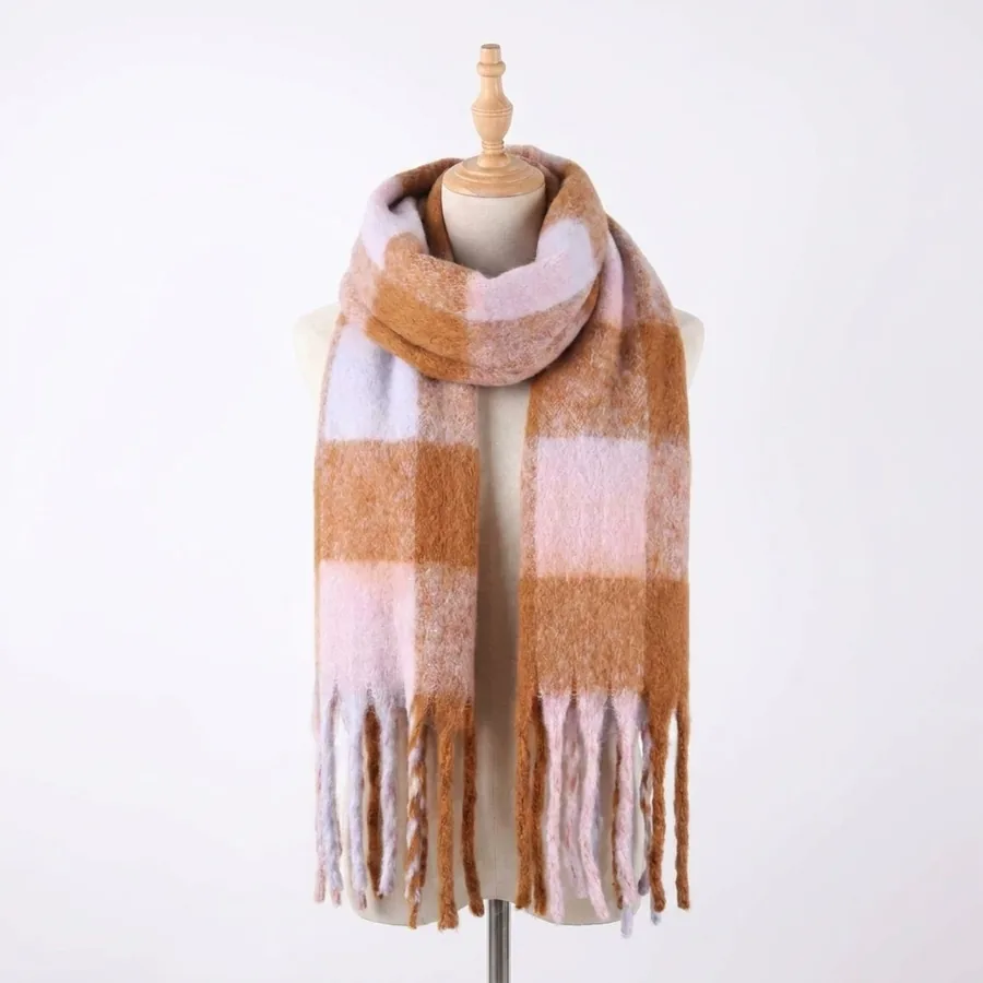 Plaid Fringe Scarf view 9