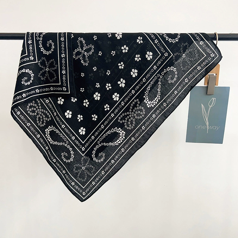 Black Paisley Small Square Scarf