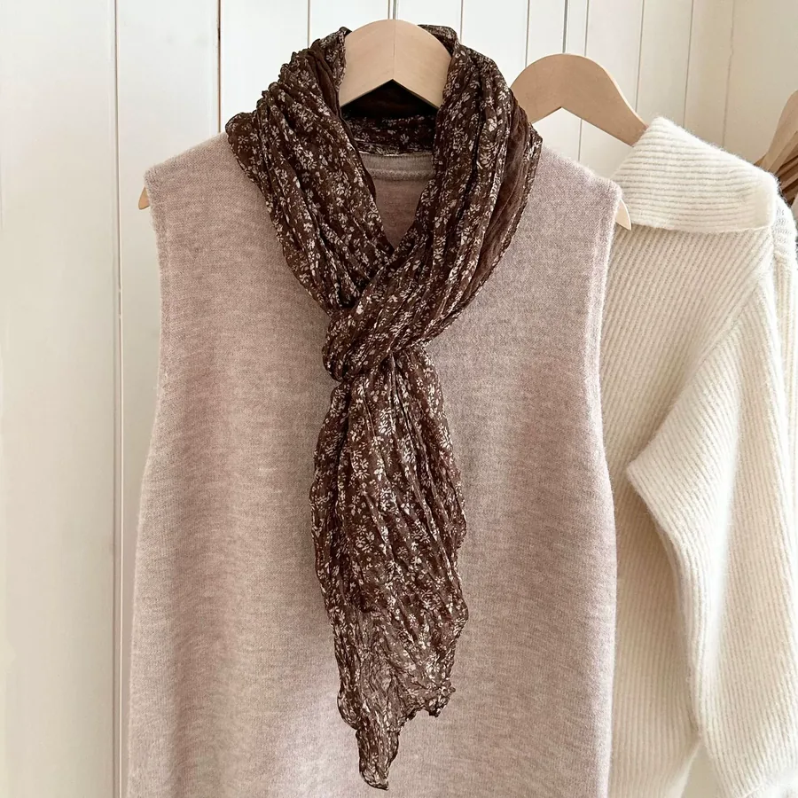 Cotton Linen Print Scarf view 2