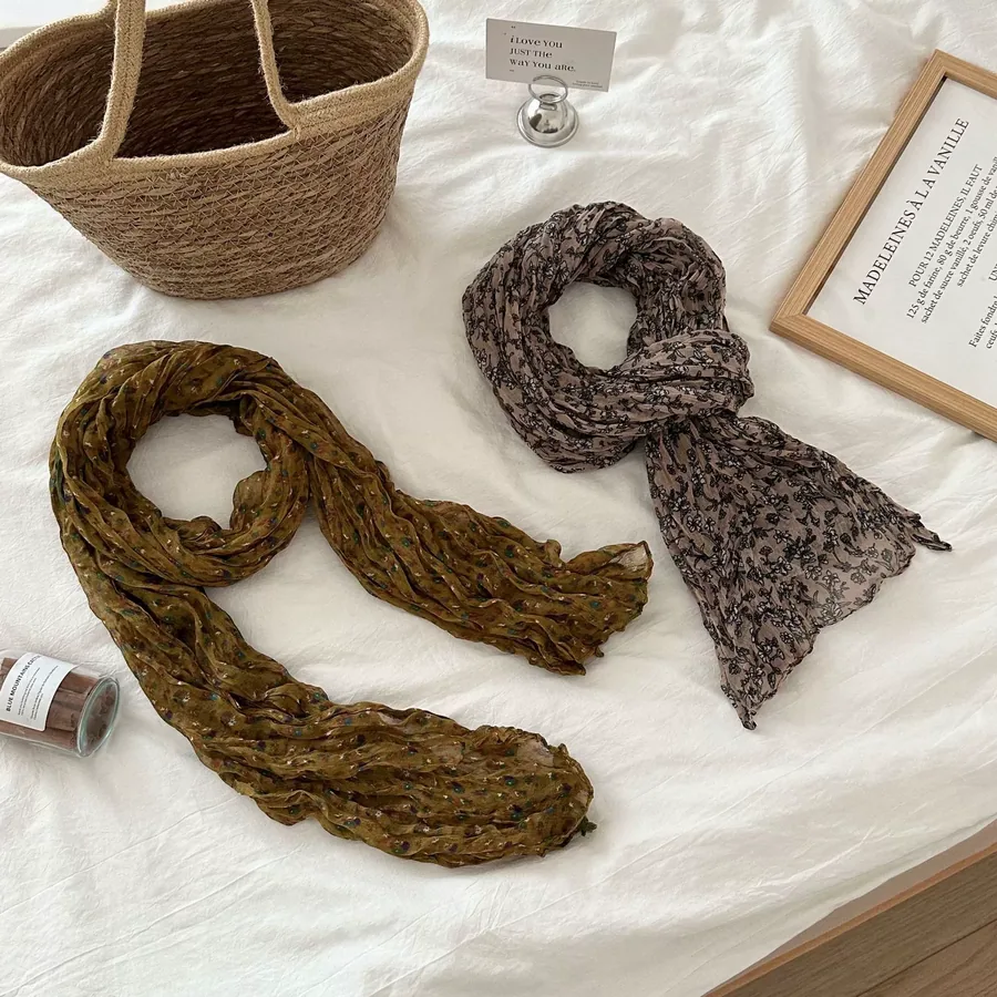 Cotton Linen Print Scarf view 3
