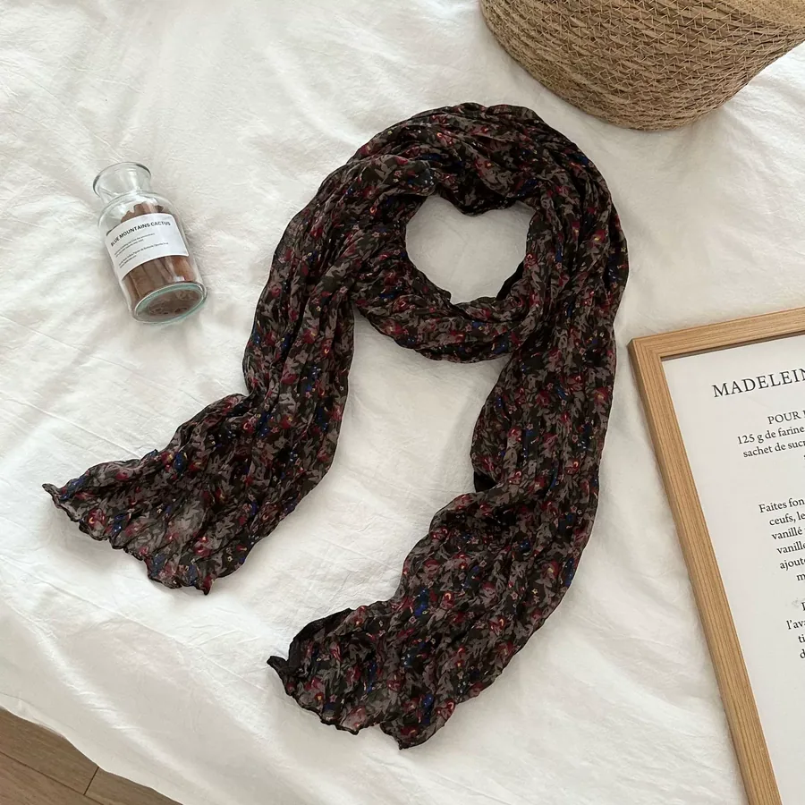 Cotton Linen Print Scarf view 6