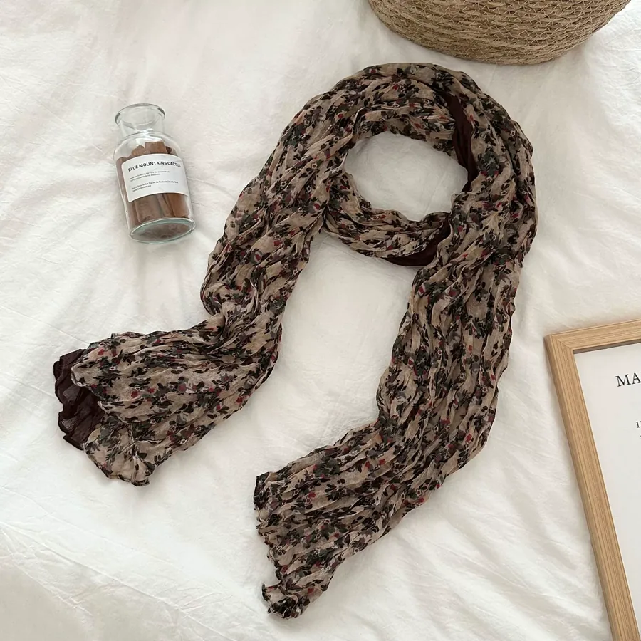 Cotton Linen Print Scarf view 12