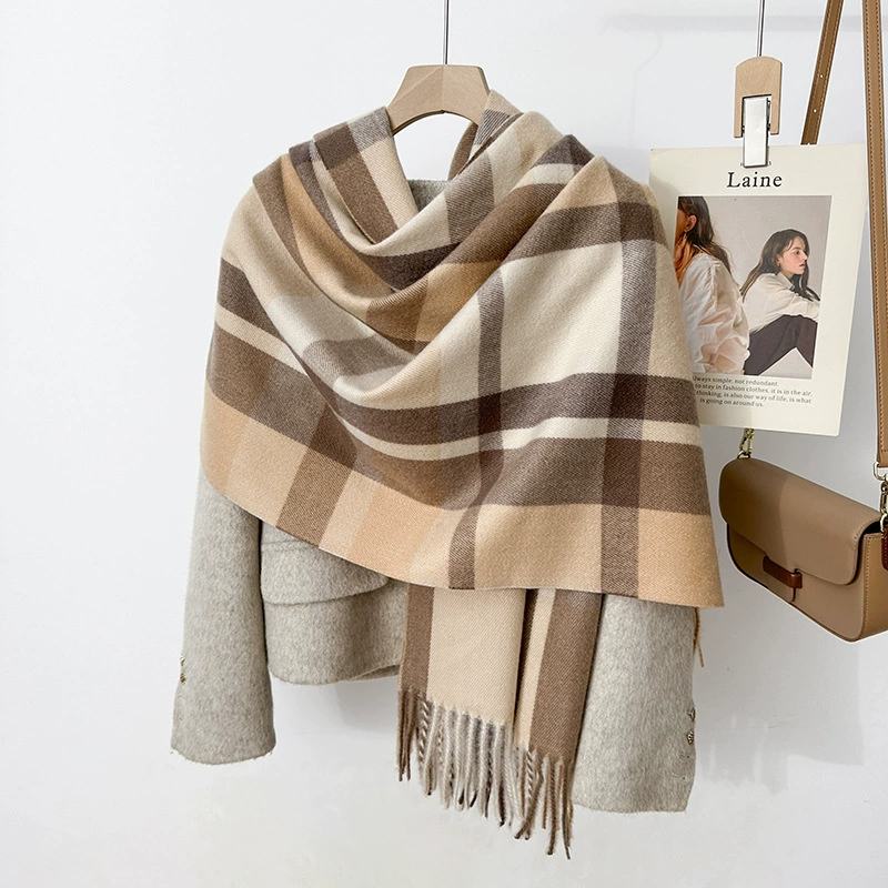 Plaid Fringe Winter Scarf
