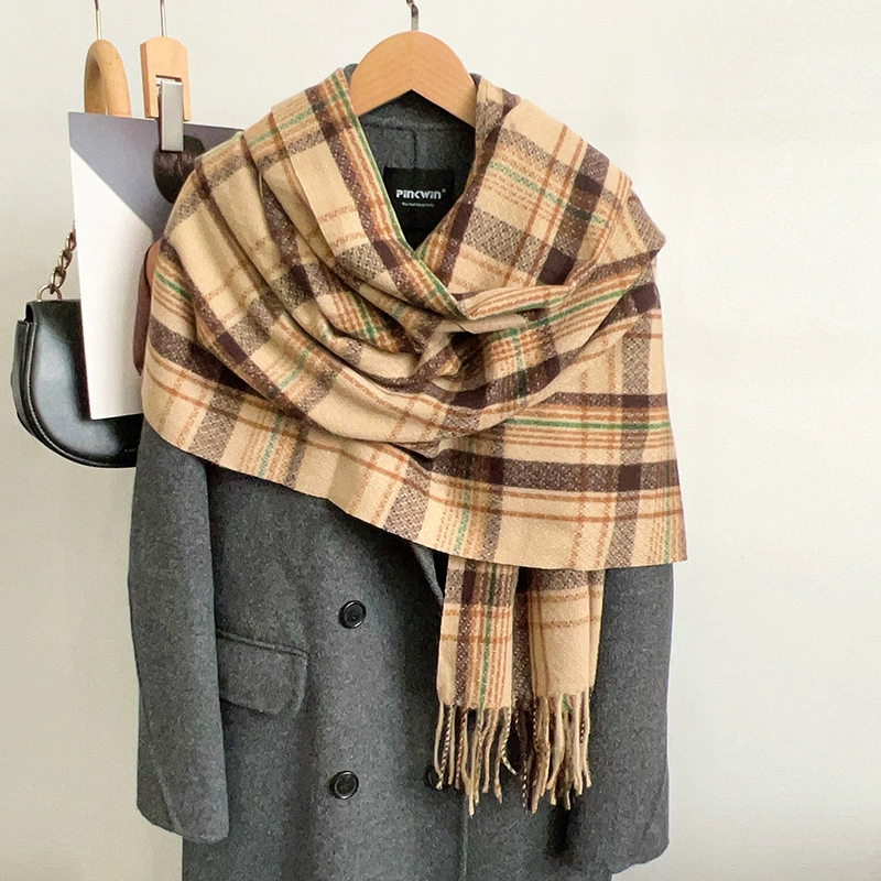 Black White Plaid Winter Scarf