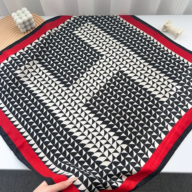Red Black Letter Small Square Scarf
