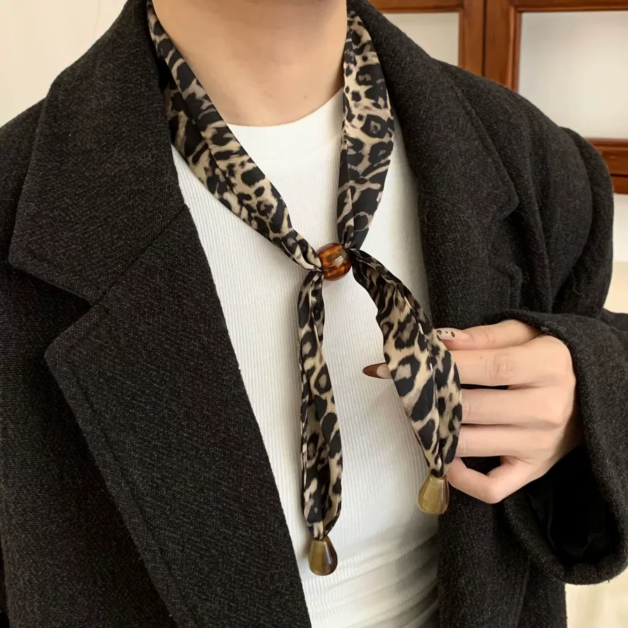 Leopard Print Silk Twilly