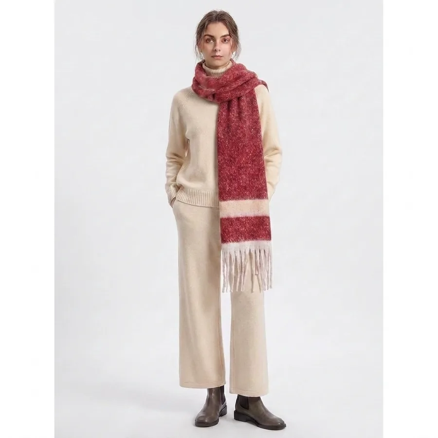 Striped Fringe Scarf
