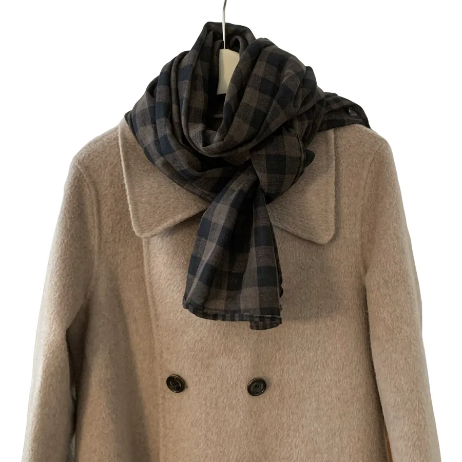 Cotton Linen Check Scarf view 5