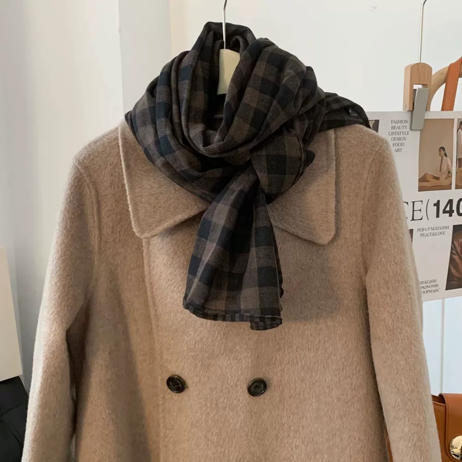 Cotton Linen Check Scarf view 7