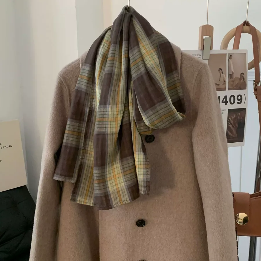 Cotton Linen Check Scarf view 11