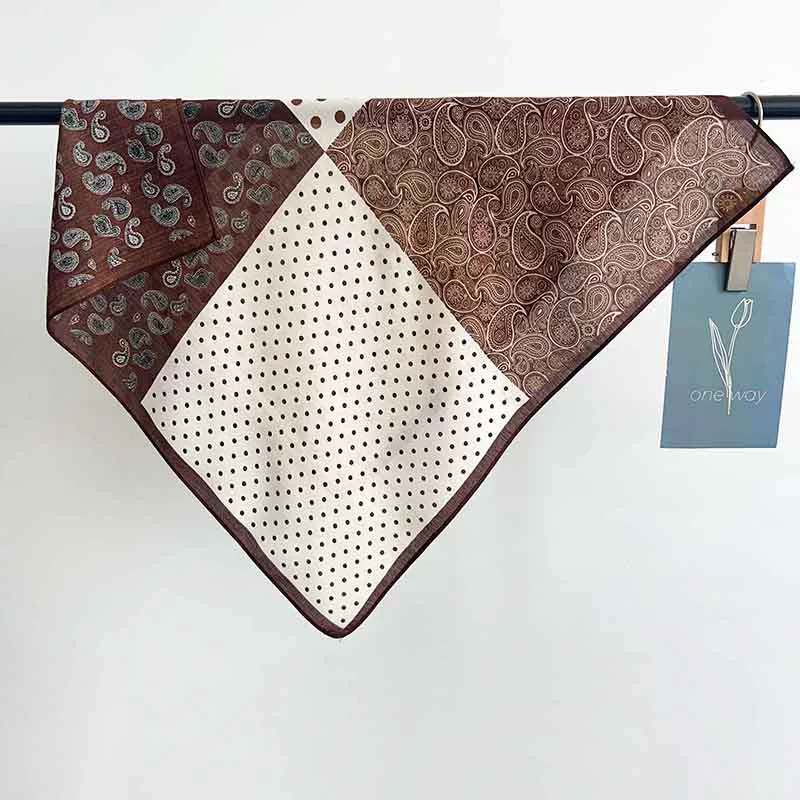 Brown Polka Dot Paisley Square Scarf