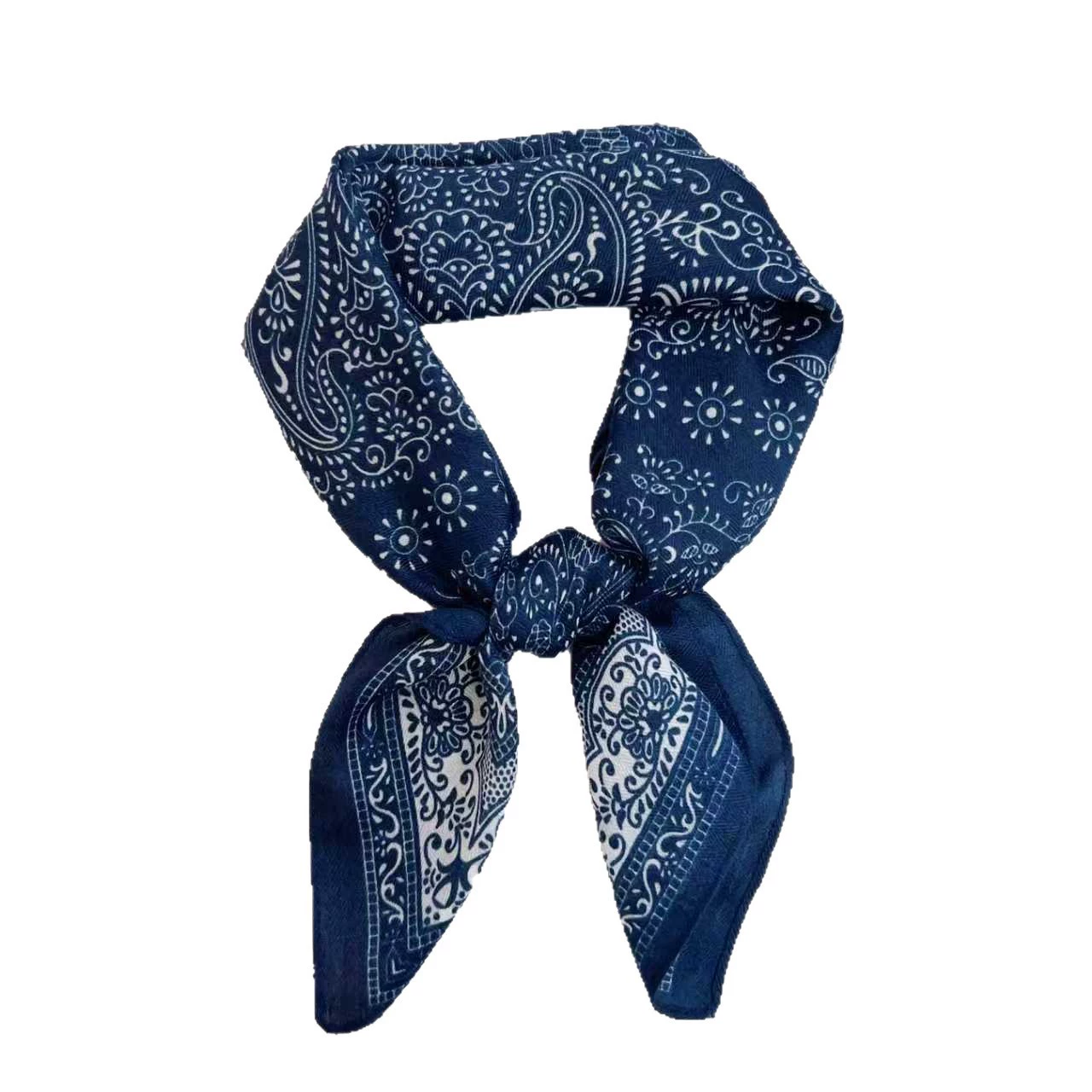 Navy Paisley Small Square Scarf view 5