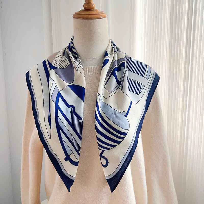 Blue Stripe Small Square Scarf