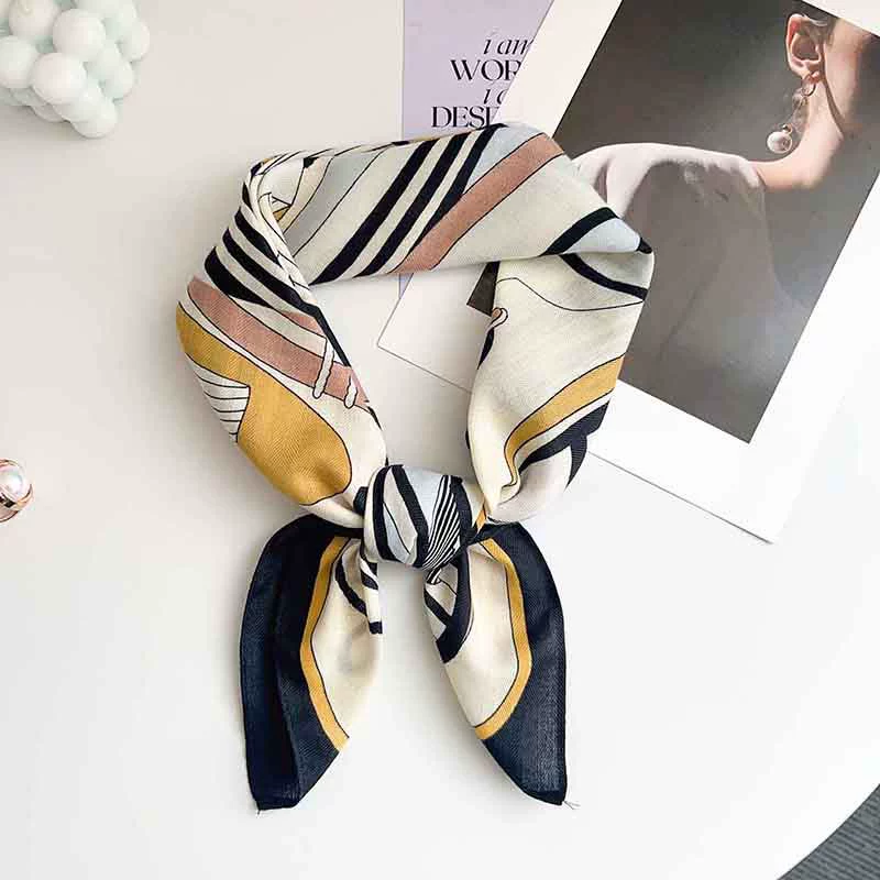Blue Stripe Small Square Scarf view 4