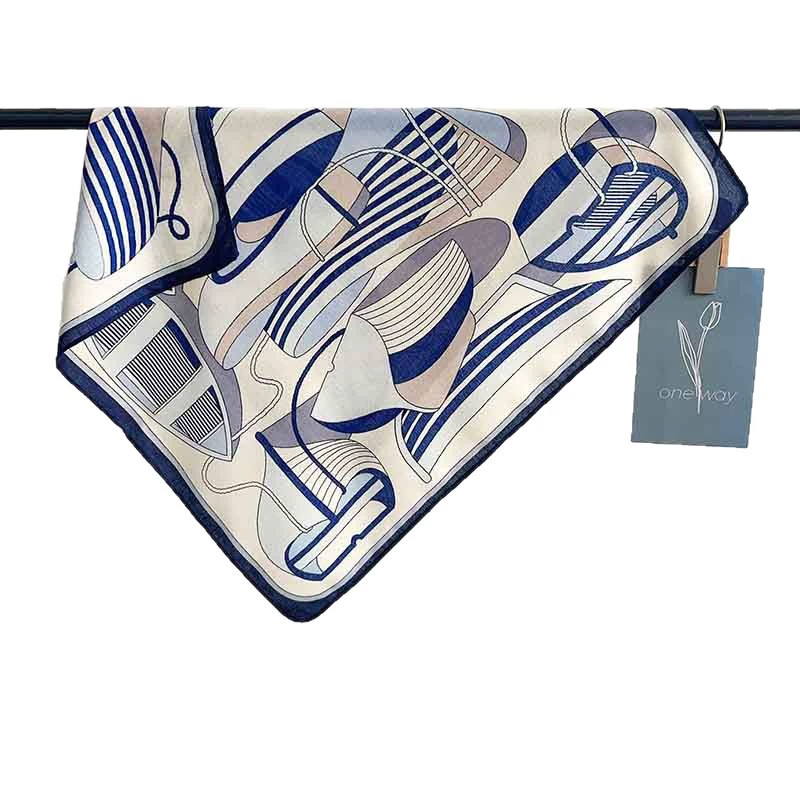 Blue Stripe Small Square Scarf view 5