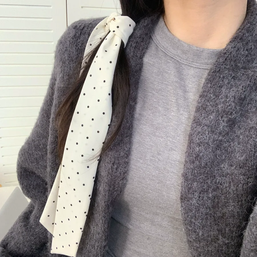 Polka Dot Silk Twilly Scarf view 2