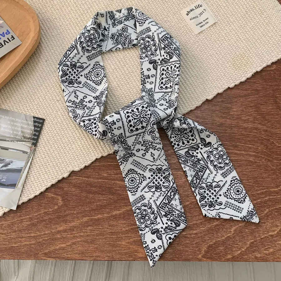 Polka Dot Silk Twilly Scarf view 6