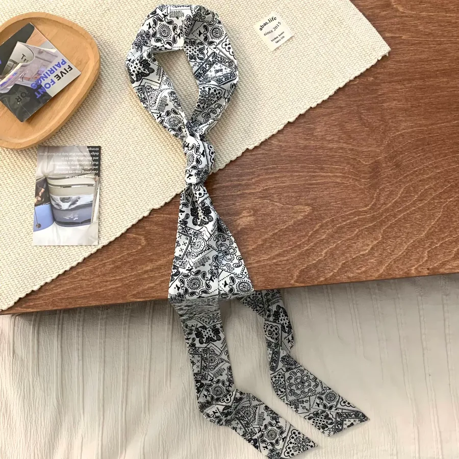 Polka Dot Silk Twilly Scarf view 7