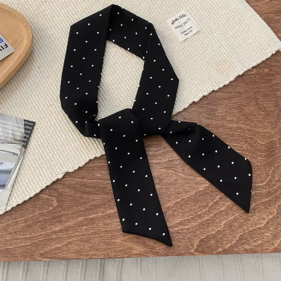 Polka Dot Silk Twilly Scarf view 10
