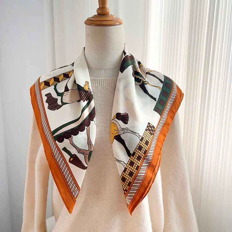 White Horse Small Square Scarf