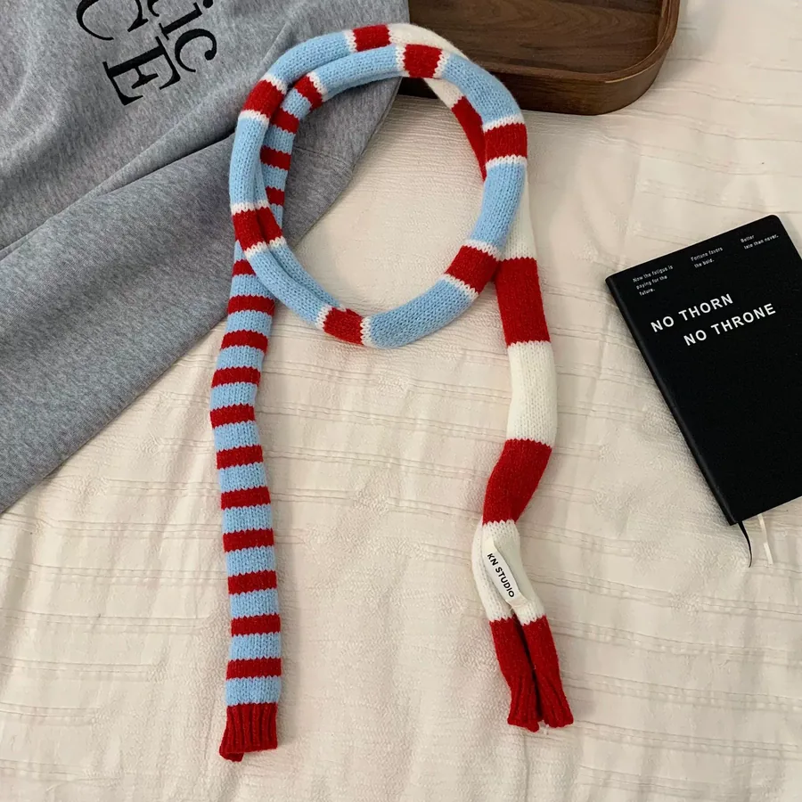 Striped Polyester Neck Scarf view 7